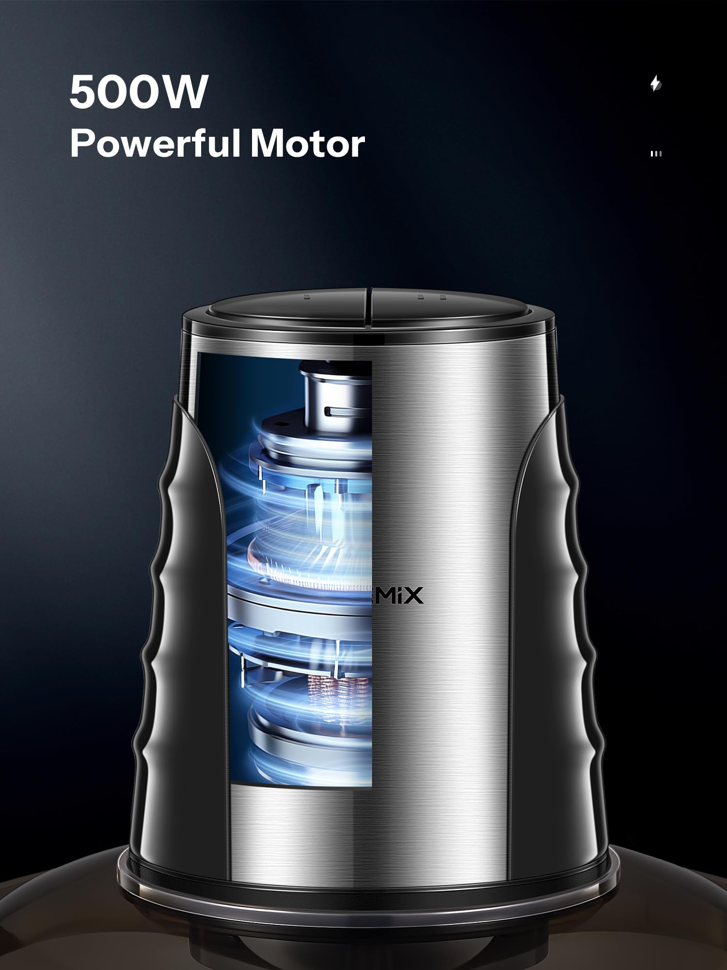 Food Processors with 2 Large Bowls (3L+3L), Mini Chopper Electric Food Chopper, 2 Speed, 1 Bi-Level Blades, Meat Mincer 500W Copper Motor for Baby