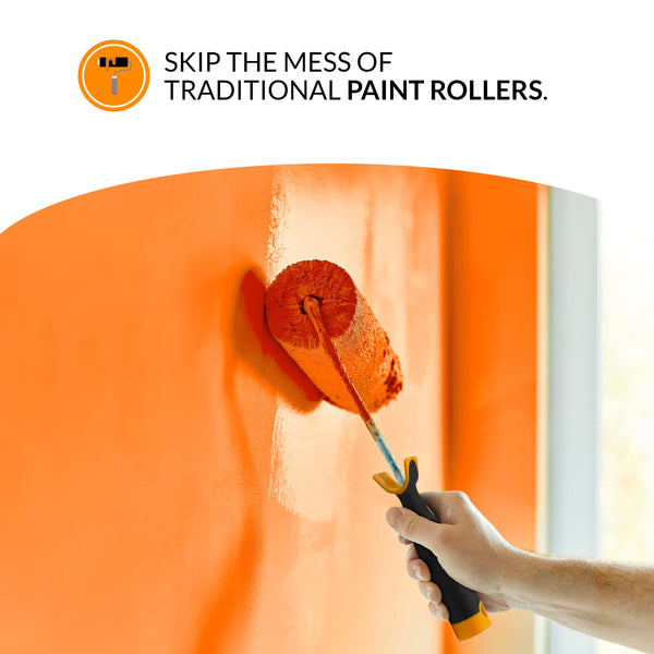 RAULDE 10 Pieces Paint Roller Set - Includes a Paint Tray, Brush, Large and Mini Rollers & Sleeves, Paint Repellent Masking Tape, Paint Mixer - Roller Set for Painting Walls, Edges & Ceilings