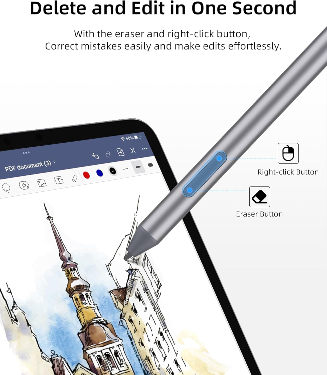 Metapen Stylus Pen M2 Biz for Microsoft Surface(4096 Pressure Level, 180 Days AAAA Battery Life), 2-in-1 Button Surface Pen for Surface Pro X/9/8/7/6/5/4/3/Go 3/Studio 2/Book 3/Duo, ASUS VivoBook Flip