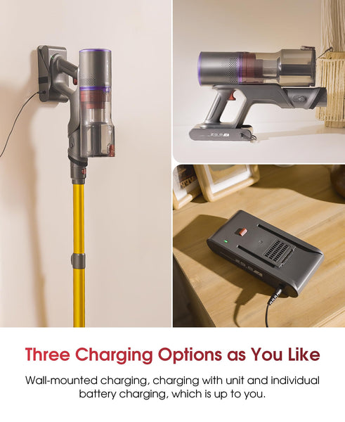 Cordless Vacuum Cleaner, 48Kpa 550W 65Mins Vacuum Cleaner for Home, Vacuum Cleaners with Wall Mount Charging, Anti-Tangle Stick Vacuum Self-Standing, Vacuum Cordless Rechargeable for Pet Hair/Carpet