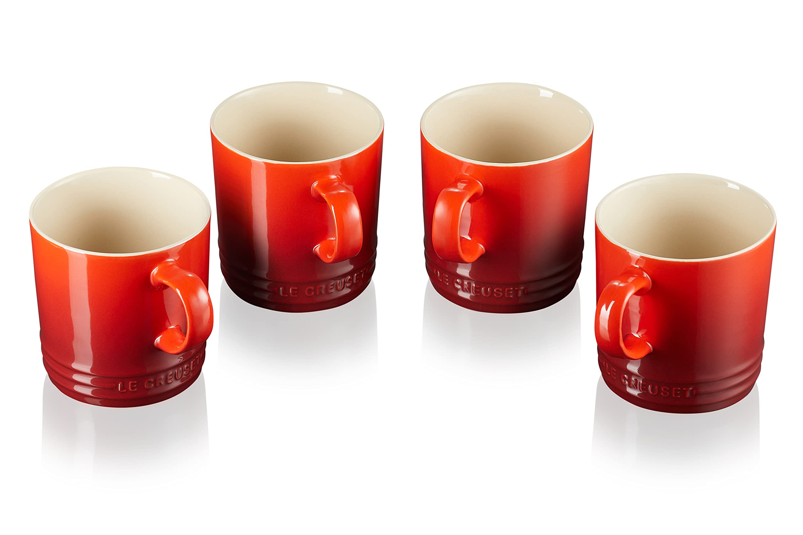 Le Creuset Stoneware Rainbow Coffee Mugs, 350 ml, Cerise, Volcanic, Teal, Ultra Violet, Soleil, Palm, 79114358359030