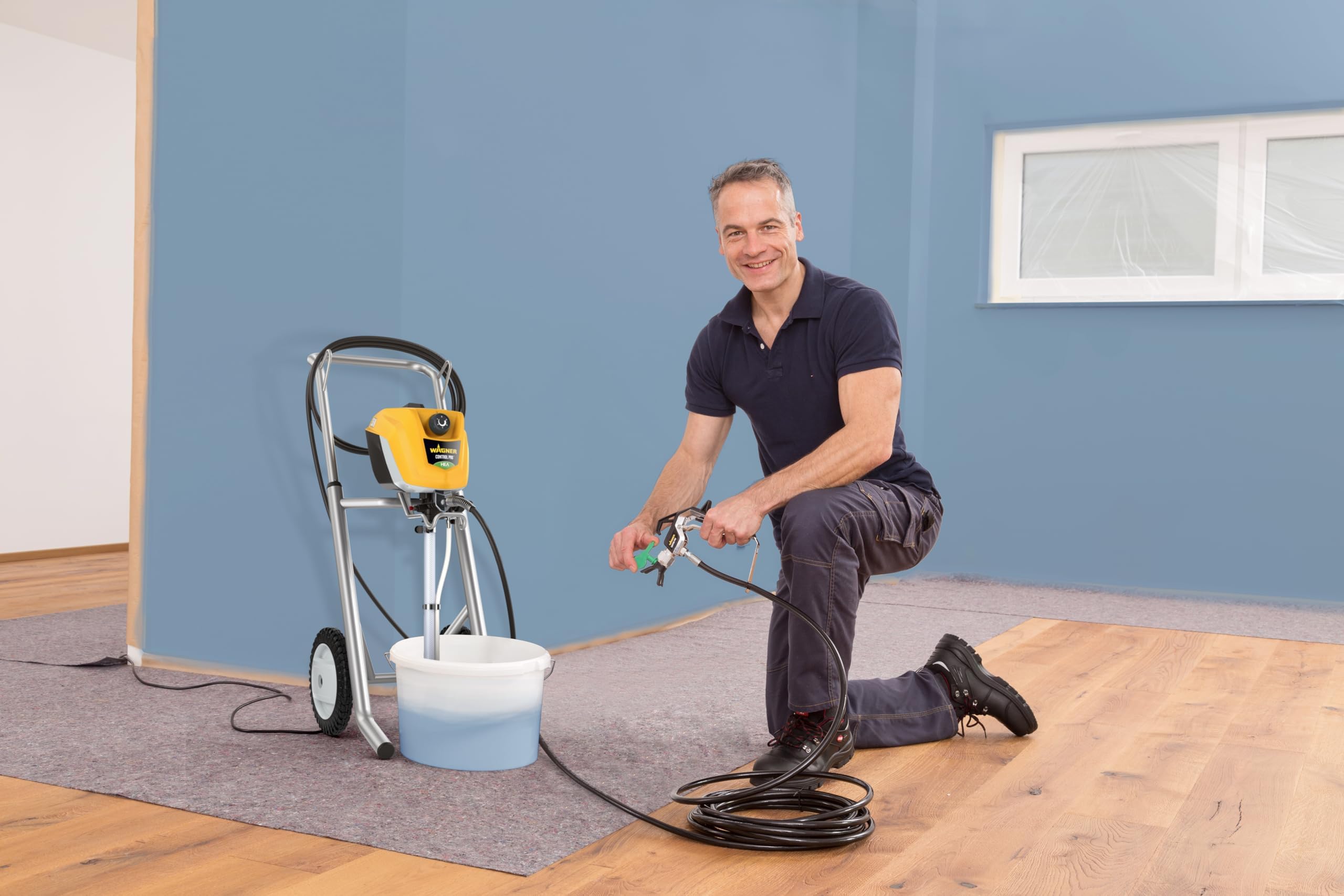 WAGNER Airless ControlPro 250M Paint Sprayer for interior and exterior wood, metal, wall and ceiling paints, covers 15 m² in 2 min, 110 bar, adjustable spray pressure, 9 m hose