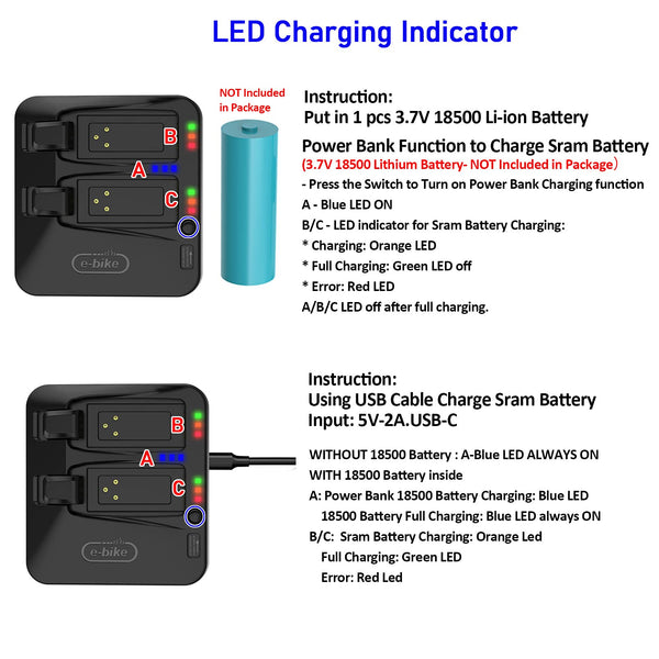 2-Port Battery Charger for SRAM Red eTap AXS Battery [Battery NOT Included]