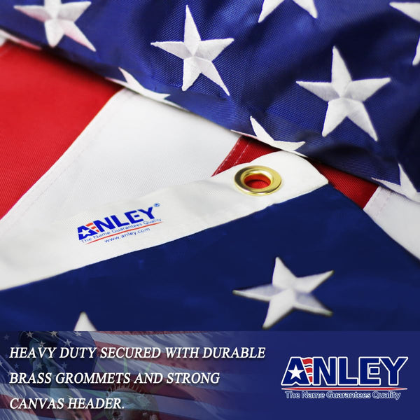 ANLEY EverStrong Series American US Flag 6x10 Foot Heavy Duty Nylon - Embroidered Stars and Sewn Stripes - 4 Rows of Lock Stitching - USA Banner Flags
