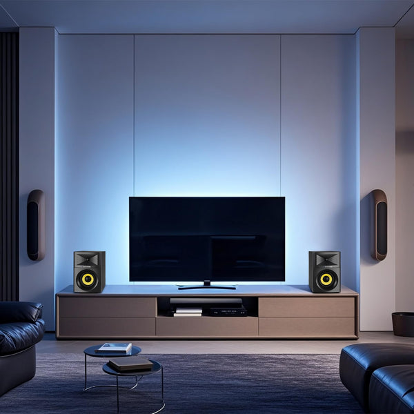 Sanyun SW203 4.0 Computer Speakers - 60W 4-Way DSP Control 3D Immersive Sound - 3" Carbon Fiber Woofer & 20mm Silk Dome Tweeter - 24bit DAC USB/Bluetooth 5.4/AUX - Studio-Grade Audio (Pair, Black)