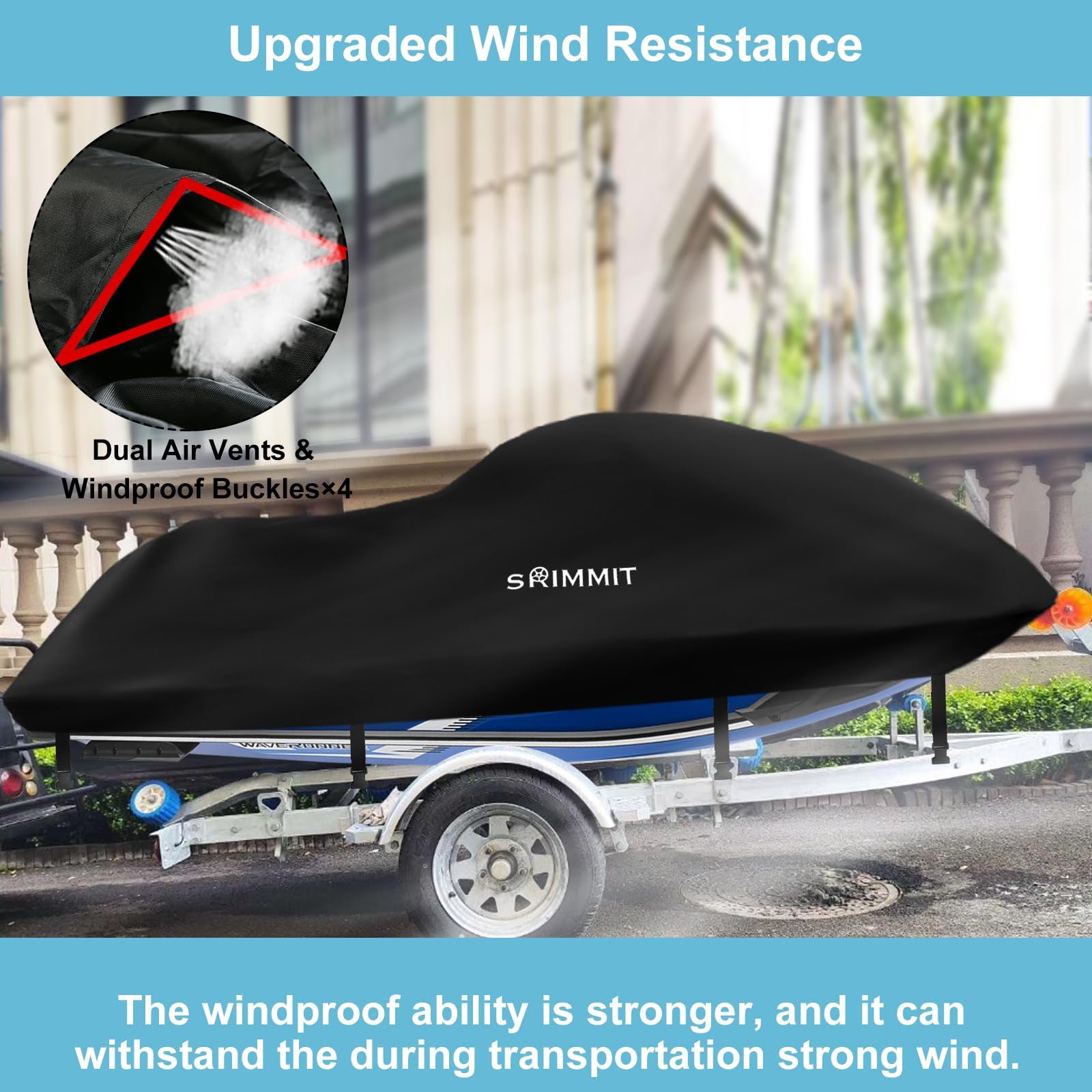 Jet Ski Cover 3 Seater,Upgraded Heavy Duty 420D Jetski Covers Waterproof with 2 Air Vent Marine Grade UV Resistant Fits Seadoo,Kawasaki,Waverunner