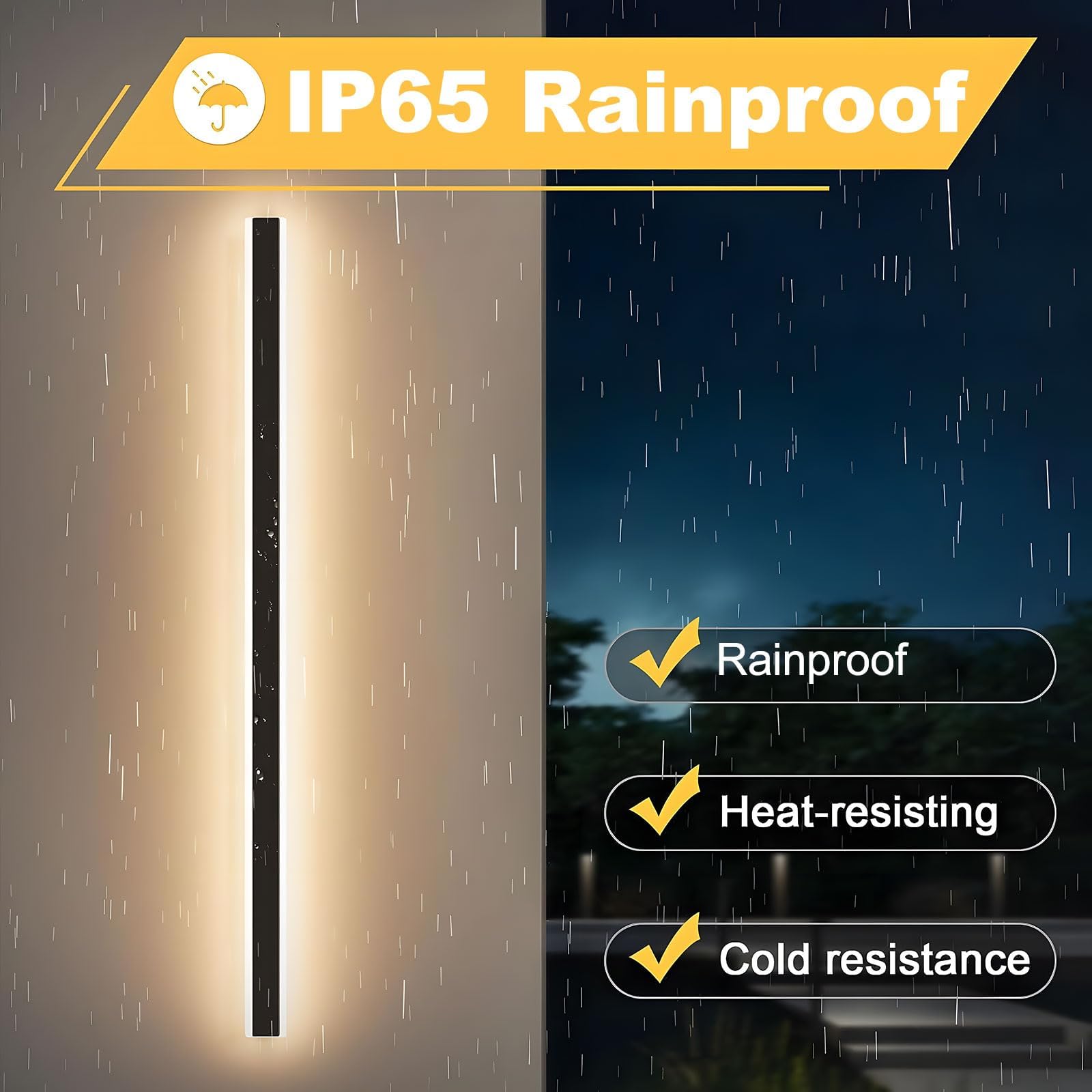 Mikeru 6500k Cool White Outdoor Wall Light, 150cm Modern Porch Wall Light, LED Vertical Long Acrylic Garden Fixture, IP65 Waterproof for Balcony, Living Room, Garage, Patio