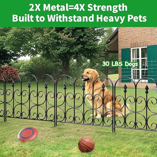 Amagabeli Garden Home 5 Panels Decorative Garden Fence for Dogs 81CM(H) x3.05M(L) Outdoor Coated Metal Rustproof No Dig Fence Metal Garden Edging