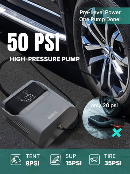 Niphean Paddle Board Pump with (Extra-Long) 118'' Charging Cable, 50 PSI Tyre Inflator with Storage Bag, Electric Pump for Inflatables&Deflation, Car Tyre Inflator for SUP, Balloon, Mattress