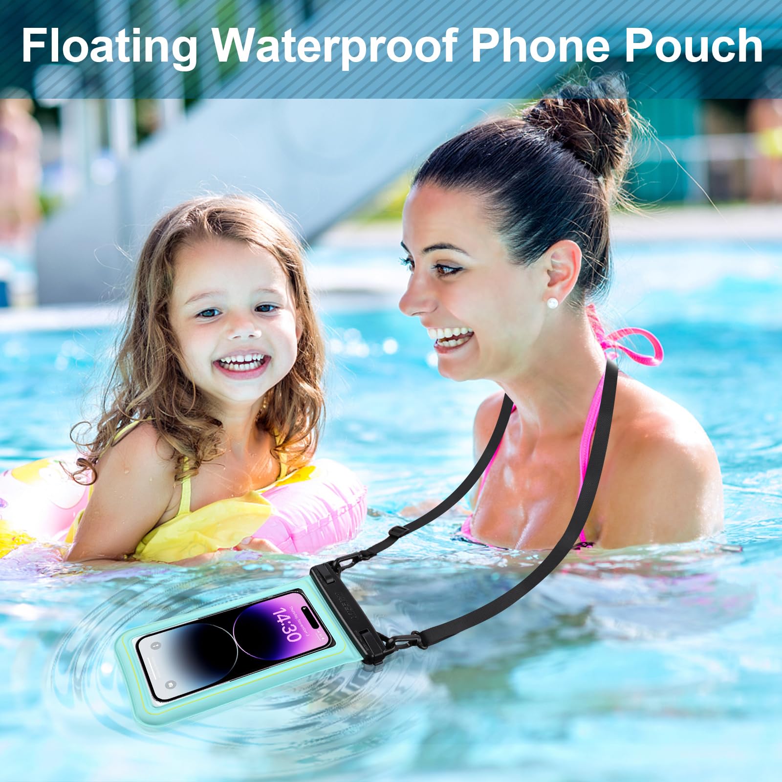 Floating Waterproof Phone Pouch, IPX8 Universal Waterproof Phone Case for Swimming Dry Bag Underwater for iPhone 16 Pro Max 15 Pro 14 Samsung S25 S24 S23 Ultra Huawei Xiaomi etc, Up to 6.9"