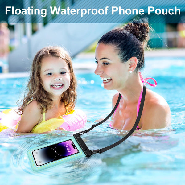 Floating Waterproof Phone Pouch, IPX8 Universal Waterproof Phone Case for Swimming Dry Bag Underwater for iPhone 16 Pro Max 15 Pro 14 Samsung S25 S24 S23 Ultra Huawei Xiaomi etc, Up to 6.9"