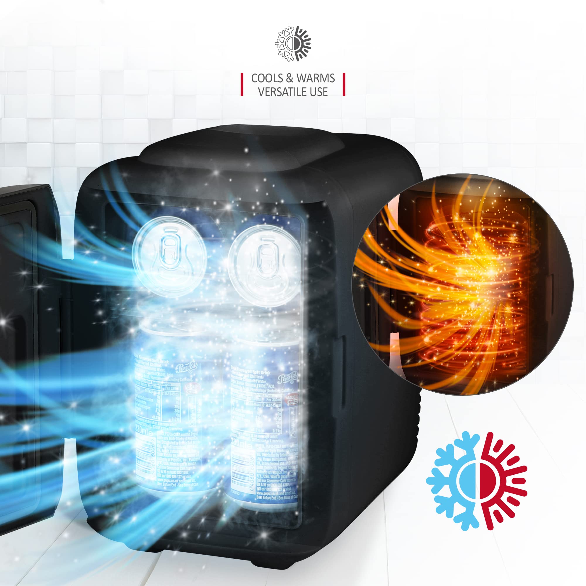 NETTA 5L Mini Fridge - Portable Small Fridge for Drinks, Snacks, Skincare - For Bedroom, Student Dormitory, Office With Cooling And Warming Function - AC/DC Portable – Black