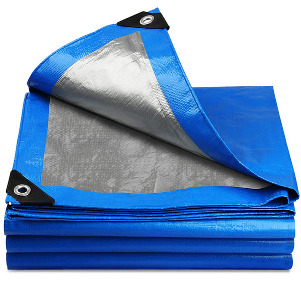Onarway Tarpaulin 3m x 4m Thicken Tarpaulin Waterproof Heavy Duty 110GSM with Reinforced Grommets, Tarp Sheet Cover for Multipurpose Outdoor Use, Blue