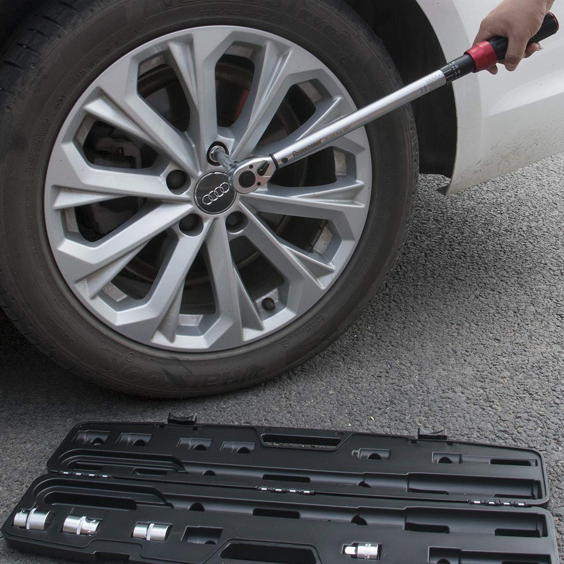 FOURROBBER Torque Wrench Set 1/2-inch Drive Click Bicycle Torque Wrench Dual-Direction Adjustable 90-Tooth Torque Wrench with Buckle 20-220Nm,Accuracy ± 3% Visit The Store