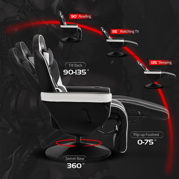 S*MAX Gaming Chair Recliner Height Adjustable Ergonomic Higher Back and Wider Lumbar Support Swivel PU Leather Gaming Chair with Footrest Cup Holder Gamer Chairs for Adults Black X Large