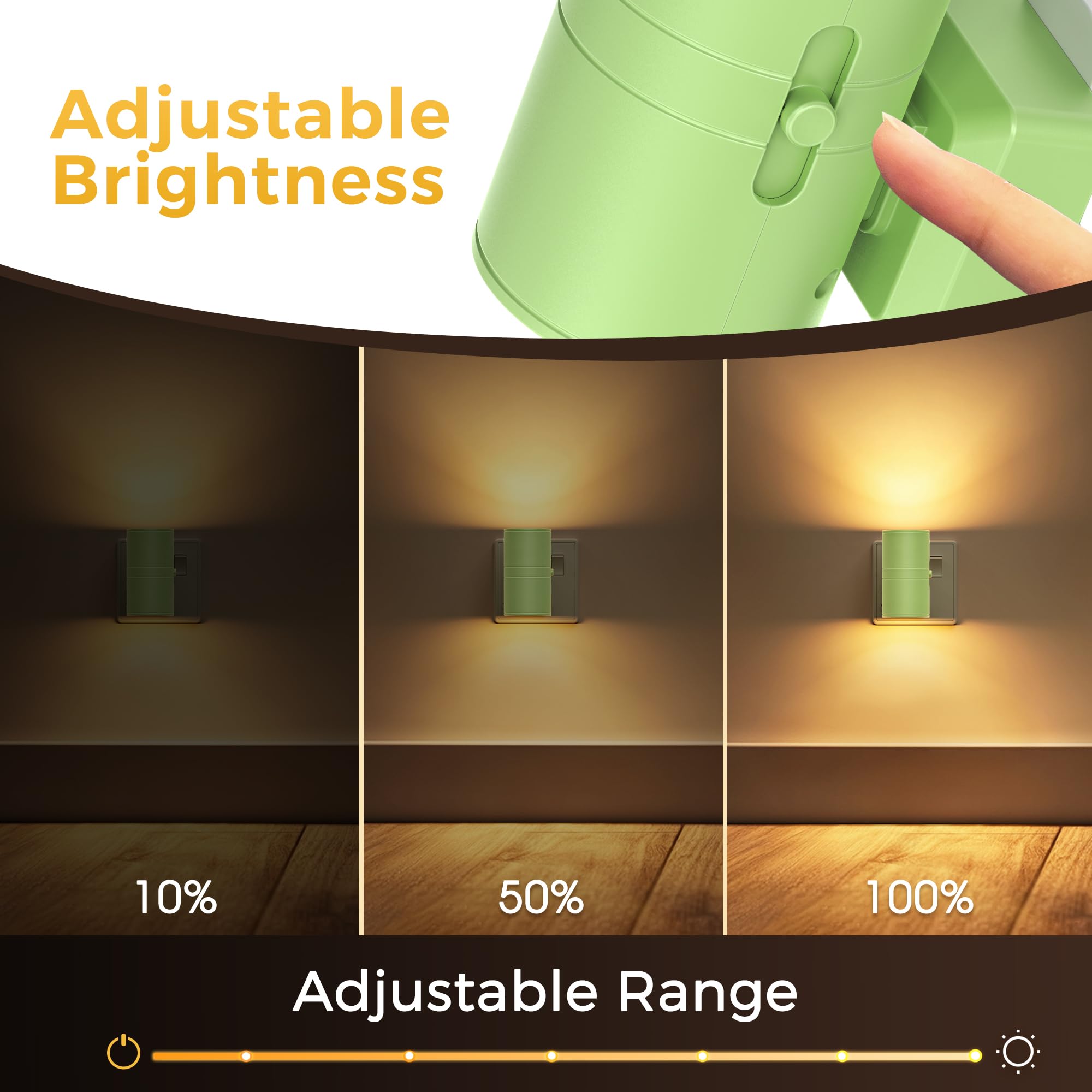 LOHAS-LED Night Light Plug In Wall,1 Pack, Modern Night Light with Dusk to Dawn Sensor, Adjustable Brightness 0-100LM, 3000K Warm White, Dimmable Night Light for Hallway Bathroom Bedroom Stair Toddler