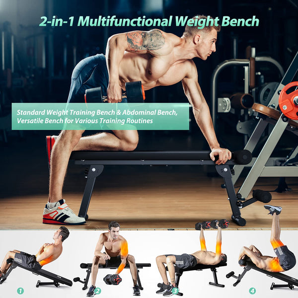 Foldable Flat Weight Bench Sit up Abdominal Bench Gym Fitness Exercise Workout Decline Incline Bench Press