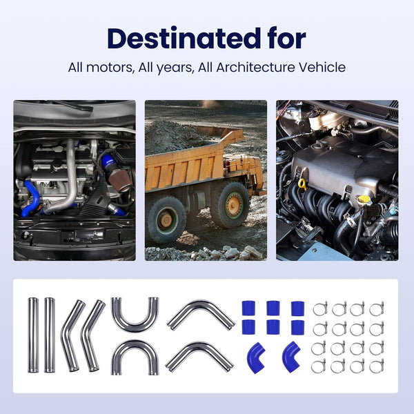 maXpeedingrods 550x180x65mm Universal Intercooler Aluminum Turbo Cooler + 2.5" 64mm Sleeve Compatible Intercooler Turbocharger Pipe Hose Kit