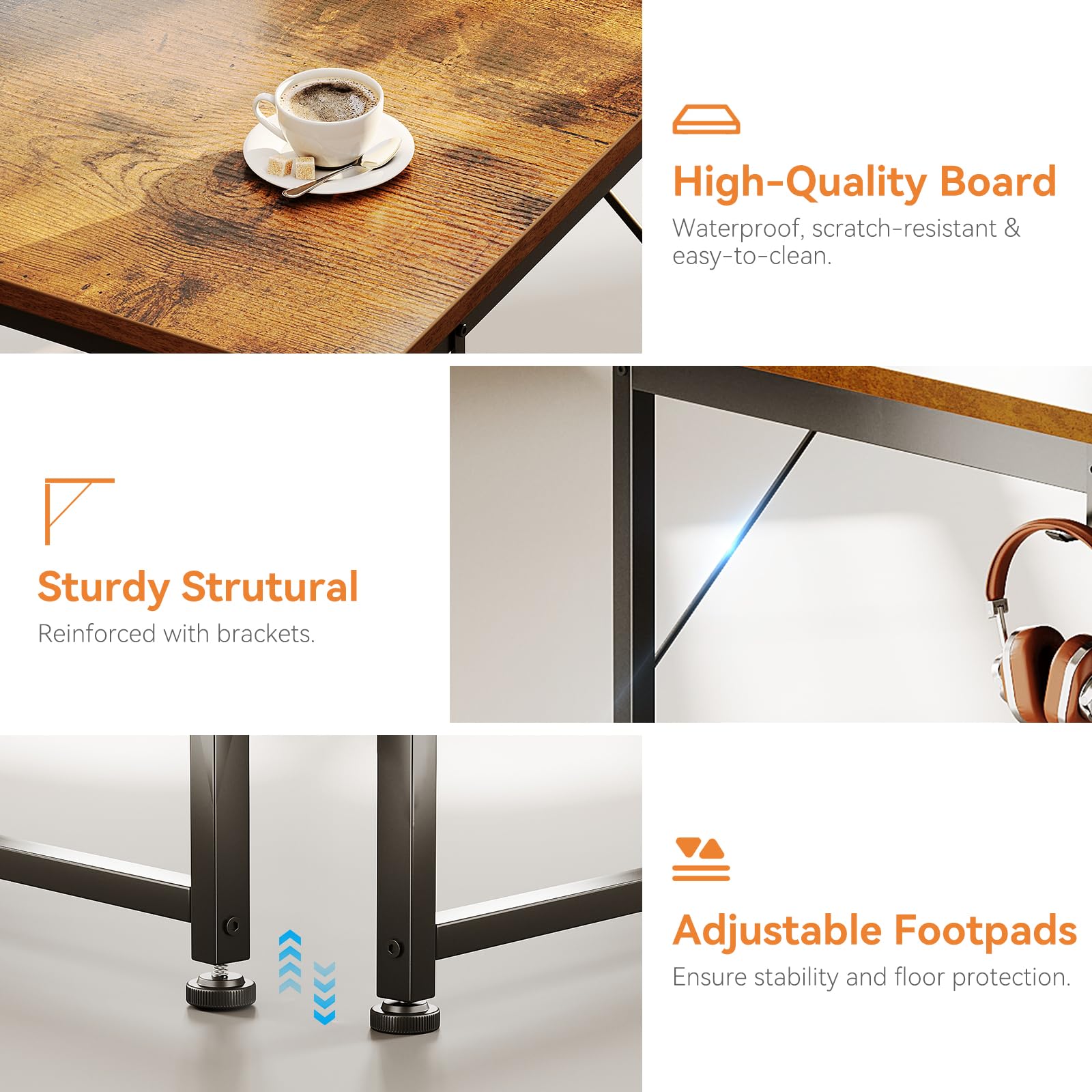 Coleshome Computer Desk with Drawers, 120×48cm Office Desk with Storage, Reversible Small White Desks for Home Office