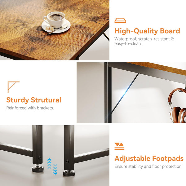 Coleshome Computer Desk with Drawers, 120×48cm Office Desk with Storage, Reversible Small White Desks for Home Office