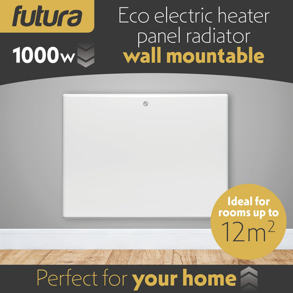 Futura 2000W Grey Electric Radiator Heaters for Home, Bathroom Safe Electric Heater Setback Timer Lot 20 & Advanced Thermostat Control Wall Mounted or Floor Standing Low Energy Panel Heater