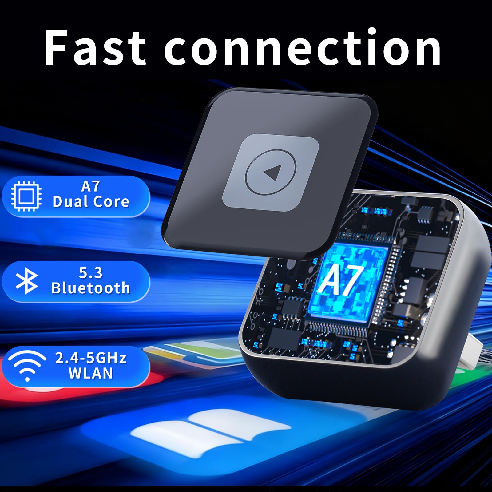 Wireless Carplay Adapter (2025 Upgrade),Plug and Play Convert Wired to Wireless Bluetooth Carplay Adapter Compatible with iPhone iOS 10+,- No Latency