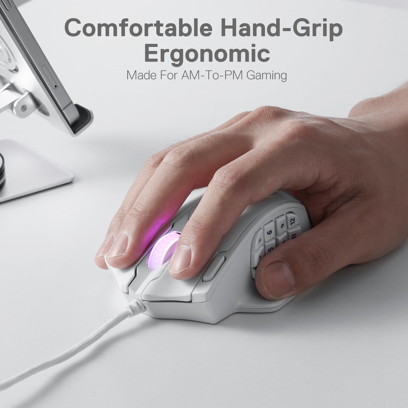 Redragon M908 Impact RGB LED MMO Mouse with Side Buttons Optical Wired Gaming Mouse with 12,400DPI, High Precision, 20 Programmable Mouse Buttons