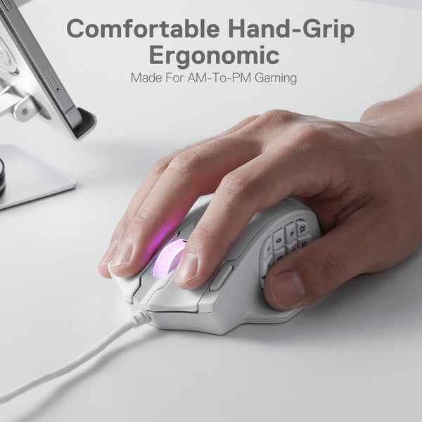 Redragon M908 Impact RGB LED MMO Mouse with Side Buttons Optical Wired Gaming Mouse with 12,400DPI, High Precision, 20 Programmable Mouse Buttons