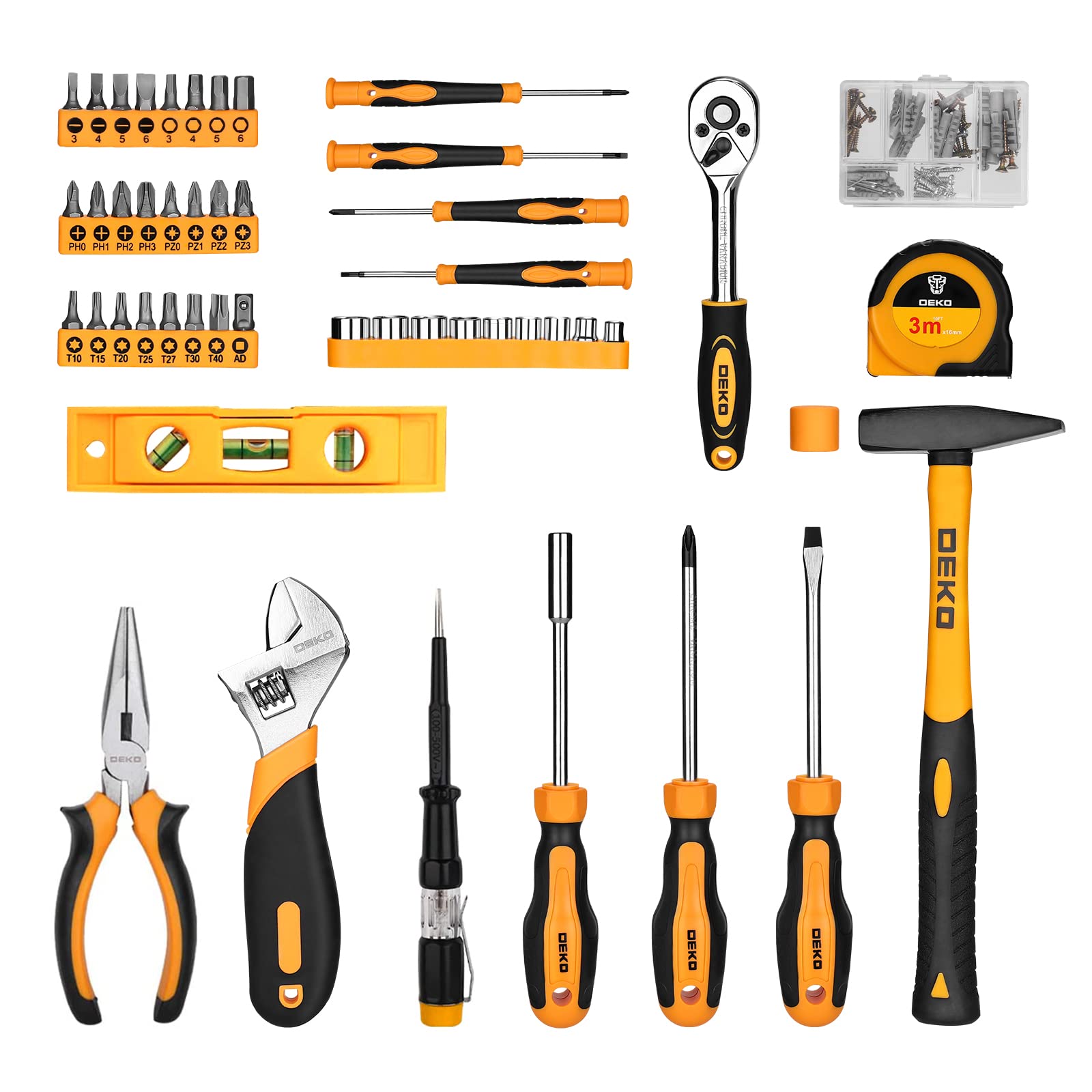 DEKO Tool Kit Set Box Home Repair DIY Tools Basic Hand Toolbox Sets for Home 138Piece