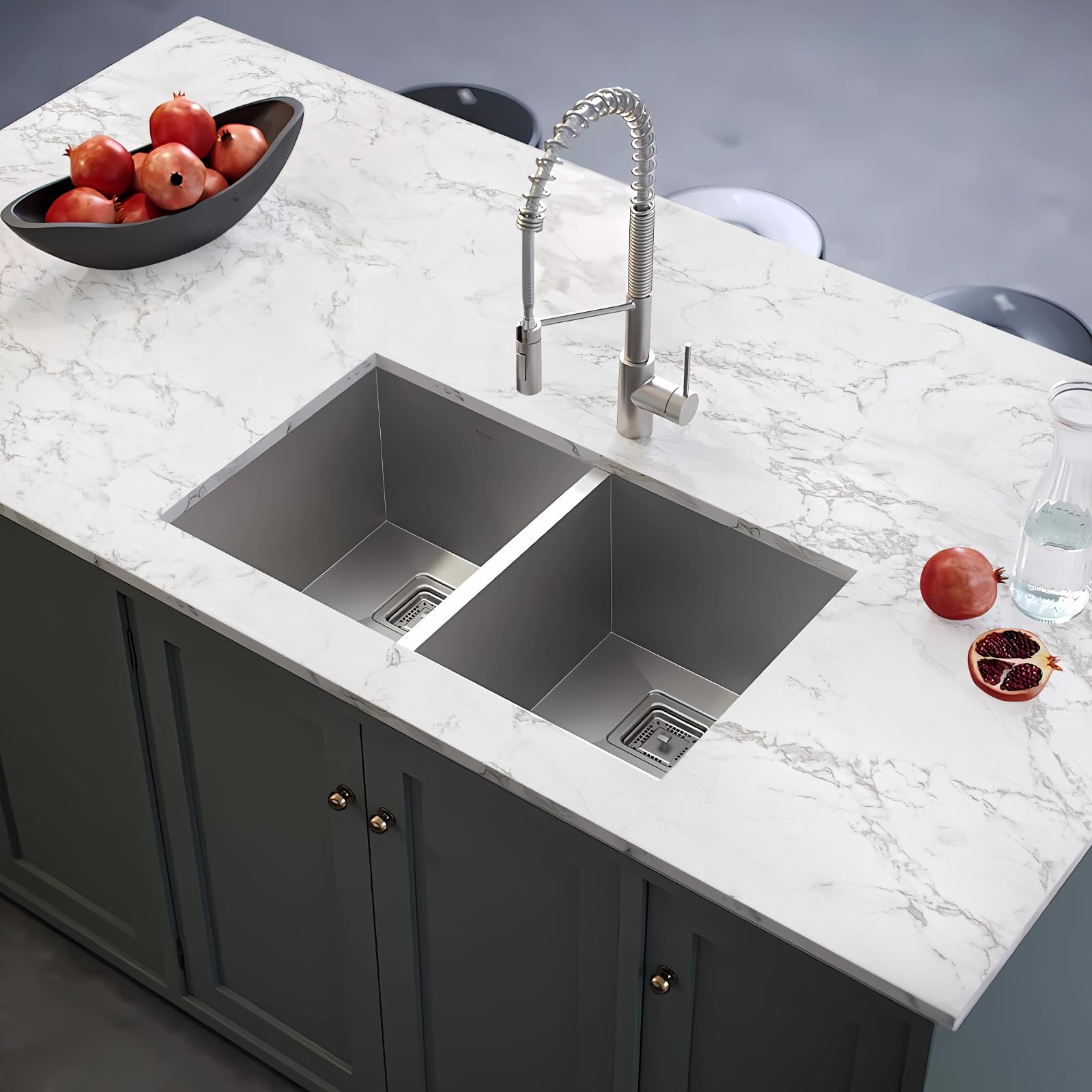 Hode Marble Vinyl Wrap 90cmx600cm, White Granite Sticky Back Plastic Roll, Marble Self Adhesive Wallpaper for Kitchen Countertop Worktop Vinyl