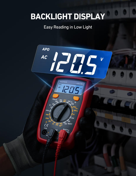 AstroAI Digital Multimeter Voltmeter Ohmmeter Ammeter Multi Tester Meter with Backlit LCD Electronic Test Meter