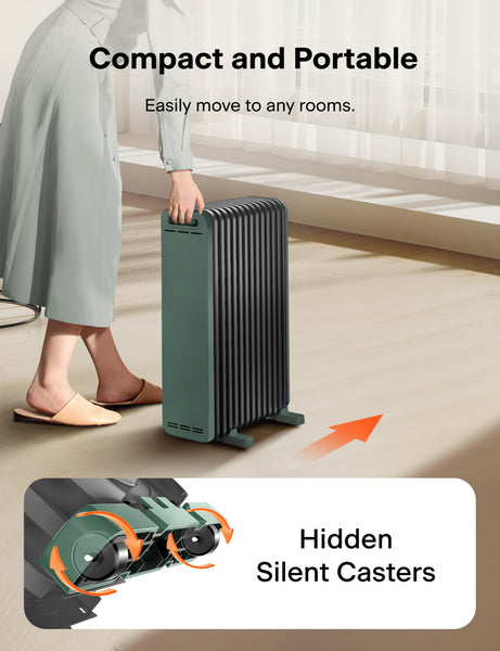 PELONIS Electric Radiator with Adjustable Thermostat and 3 Heat Settings, Oil Filled Heater with Overheat Protection (2500W, Knob Control)