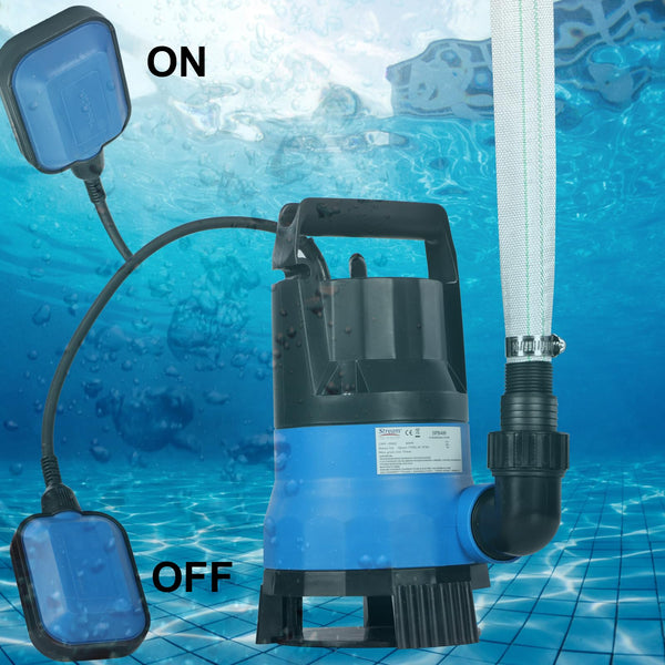 400W 7500L/H Submersible Water Pump with Hose, Water Pump to Empty Hot Tube with 10M Hose, Float Switch for Clean Dirty Water Garden Pond Pool Flooded Cellars