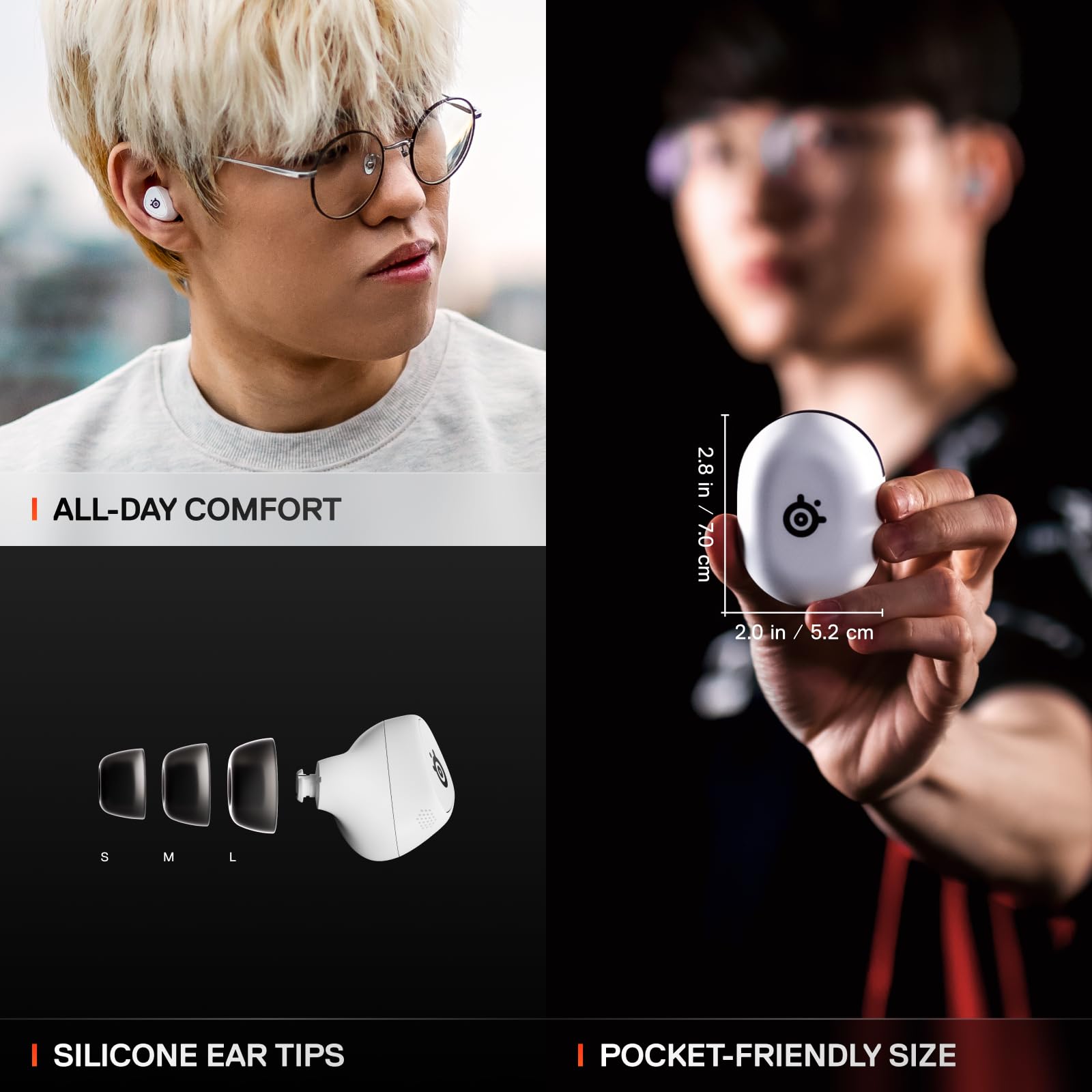 SteelSeries Arctis GameBuds for PS5 - Wireless Gaming Earbuds - 2.4GHz + BT 5.3 - ANC/Transparency - IP55 Water Resistant - 40H Battery - Wireless Charging - PS5, PC, Switch 2, Mobile - White