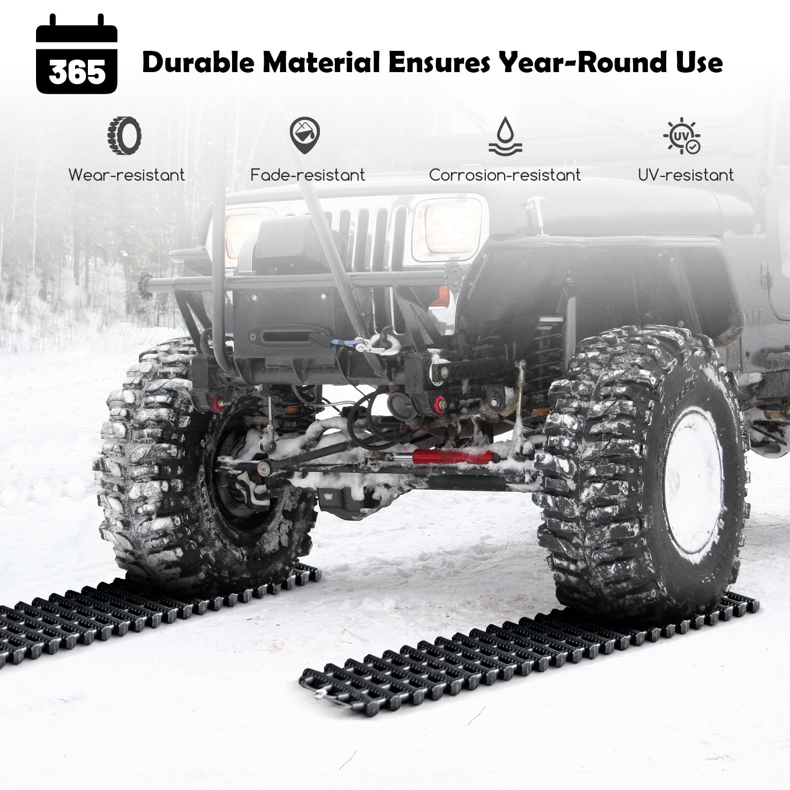 COSTWAY 2 Pack Tire Traction Mats, Folding Non-Slip TPR Recovery Track for Sand/Mud/Snow Off-road, Tire Ladder Pad Emergency Devices for Cars, Trucks, Van (100 x 21 x 3cm)