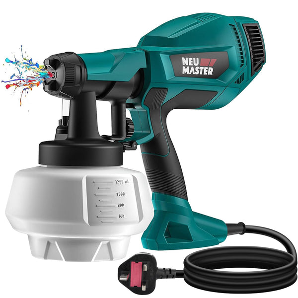 NEU MASTER Paint Sprayer, Orange Fence Paint Sprayer,[500W/1200ml/4 Nozzles/3 Patterns] HVLP Electric Spray Gun for Home Interior and Exterior, Cabinets, House, Fence, Ceiling