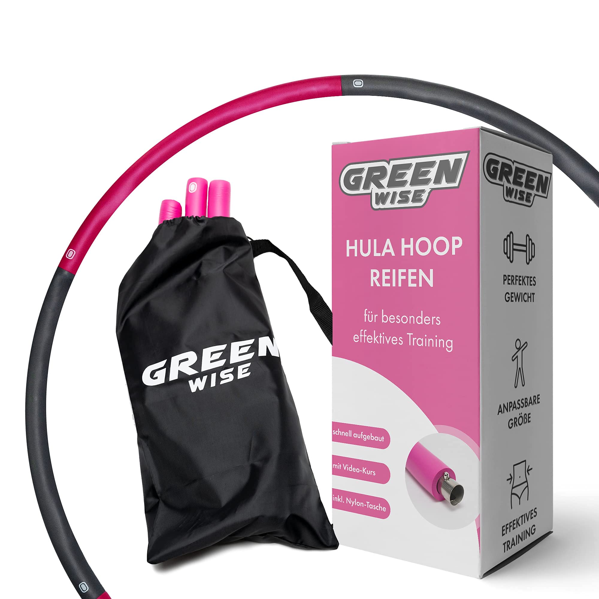 GreenWise? Hula Hoop Sport Stainless Steel for Adults & Children for Weight Loss Massage Fitness | High Quality Foam | Includes Carry Bag