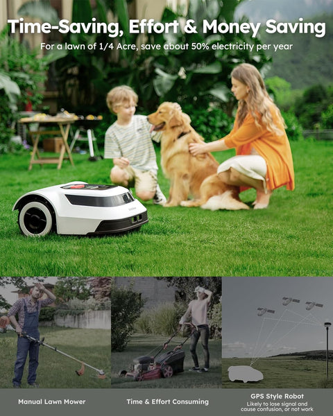 ANTHBOT Genie600 Robot Lawn Mower, Perimeter Wire Free, Full Band RTK+4-Eye Vision Robot Lawnmower, Recommended for 600 m², Max 800 m², Automatic Mapping, Accurate Obstacle Avoidance, APP Control