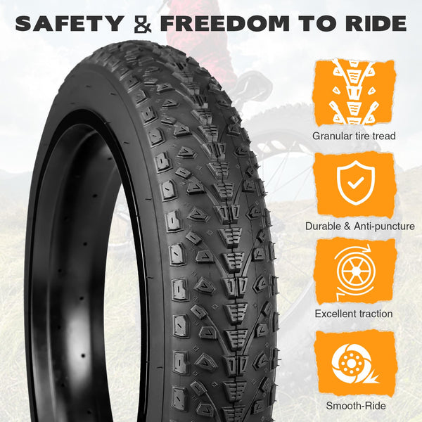 GRELiving Pack of 2 E-Bike Tyres 20/24/26/27.5 x 3.0 Inch Bicycle Tyre Heavy Duty Fat Tyre (24x3.0 Inch)