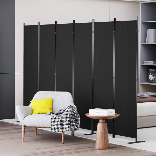 C-Hopetree 6 Panels Room Divider, 180cm Tall Indoor Folding Privacy Screen, Portable Partition Separator, Freestanding Separation Temporary Wall for Office, Bedroom, 304cm W X 180cm H, Black