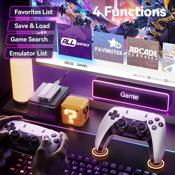 YunLone 2025 Upgraded Retro Gaming Console, 4K HDMI Video Game Consoles with 40,000+ Games & 23 Emulators, Plug and Play Video Gaming Stick with Upgrade Dual 2.4G Wireless Controllers (128G)