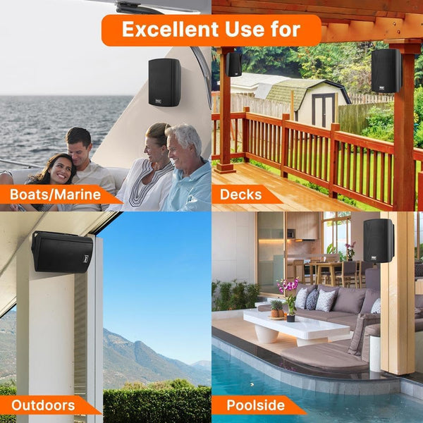 Pyle Bluetooth Speakers, Waterproof Wall-Mounted Speaker System, Indoor/Outdoor, Wireless & Passive, Heavy-Duty Weatherproof Design, Stereo Sound, for Patio, Pool, Deck, Home & Business