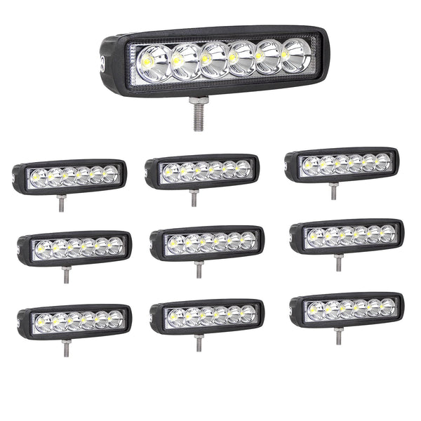 RIGIDON 2 Pcs Led Work Light Bar, 6 inch 18W Flood Beam, 12V 24V Driving Lights Lamp for Car Off road Boat Truck 4x4 SUV ATV Tractors Excavator, 6000K White, Fog Lamp