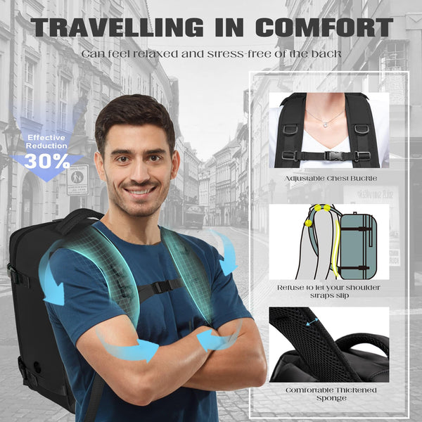 Cabin Bags 40x20x25 for Ryanair, Small Underseat Carry On Travel Backpack Casual Hand Luggage Flight Loptop Bags for Women Men Cabin Size Rucksack