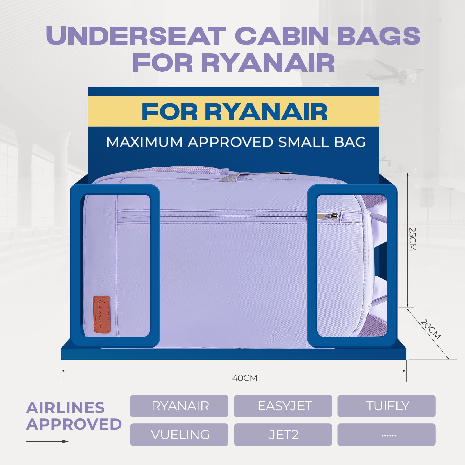 VMIKIV for Ryanair Cabin Bags 40x20x25 Underseat Carry On Bag,Small Travel Backpack Cabin Size for Men Women,Hand Luggage for Overnight, Weekend,Under Seat Casual Daypack for Airlines