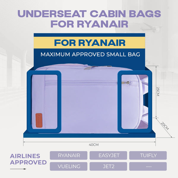 VMIKIV for Ryanair Cabin Bags 40x20x25 Underseat Carry On Bag,Small Travel Backpack Cabin Size for Men Women,Hand Luggage for Overnight, Weekend,Under Seat Casual Daypack for Airlines