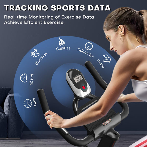 DMASUN Exercise Bike Professional with Large Tablet Holder & Comfortable Seat, Indoor Cycling Bike for Home Cardio, Fitness Stationary Bike with 350LBs Capacity (Additional Soft Seat Cushion Cover)