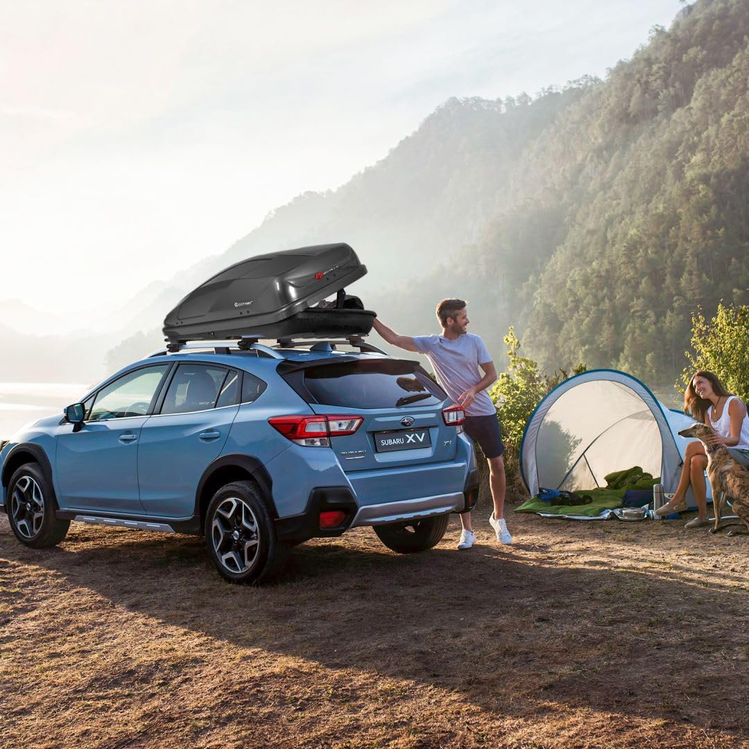 COSTWAY Car Roof Box, 400L Capacity Hard Roof Cargo Carrier with Security Keys & Dual Side Opening, Waterproof Rooftop Luggage Storage Box for Car, SUV, Van, Fits Most Cars (Black)