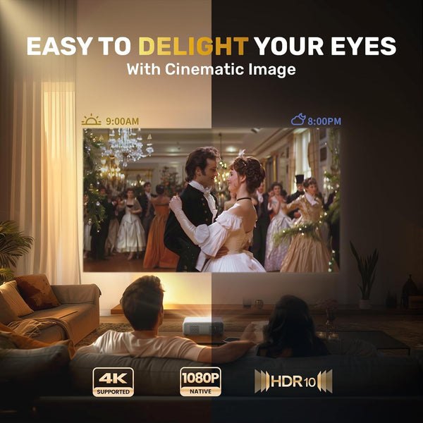 [NetfIix Officially & DoIby Audio] Aurzen Eazze D1 4K Supported Smart Projector with Auto Focus & Auto Keystone, 50% Zoom, HDR 10, 60Hz Portable Projector for iOS/Android/USB/TV Stick,White