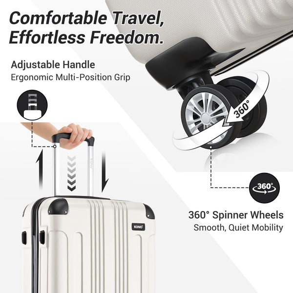 Kono 28 Inch Large Hard Shell Luggage Lightweight ABS 4 Wheels Spinner Business Trip Trolley Case Suitcase (Grey)